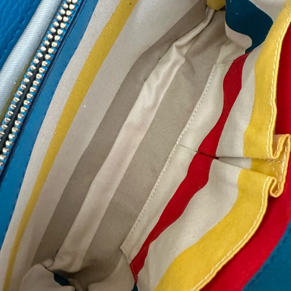 Marc‎ by Marc Jacobs Blue Leather Raffia Satchel Crossbody Bag Gold Hardware